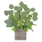 Artificial Eucalyptus Plant in Rustic Wood Planter 14" Faux Eucalyptus Fern G... Green Plant