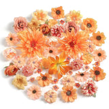 48 PCS Fall Artificial Flower Heads Combo Orange Silk Faux Rose Bulk DIY Hydrangea
