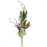 Set of 4 Artificial Hydrangea and Rosehip 29" Floral Stems Hydrangea