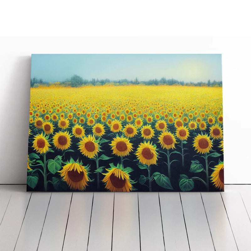 Wondrous Sunflower Field Canvas Wall Art Print Framed Picture Decor Living Room Sunflower
