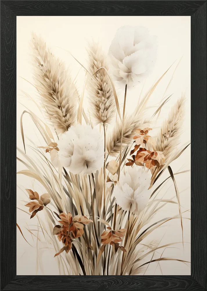 Floral Pampas Grass Framed Wall Art Poster Canvas Print Picture Pampas Grass