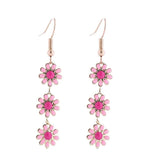Summer Colorful Long Daisy Flower Dangle Earrings Bohemian Sunflower Earrings fo Sunflower