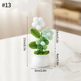 Green Handmade Crochet Small Potted Plants Car Interior Desktop Decor Gift Green Plant
