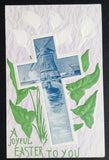A Joyful Easter Calla Lilies Postcard Embossed c1910s Flowers Cross Windmill Lily