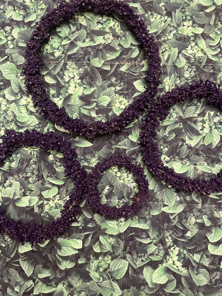 Lavender wreath set of 4 with dark purple faux dried flower ring accents