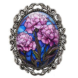 January Birth Month Flower Faux Stained Glass Art Print Carnations Brooch Pin Carnation