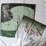 Showa Retro Furoshiki with autumn leaves picture, pampas grass, clover pattern Pampas Grass