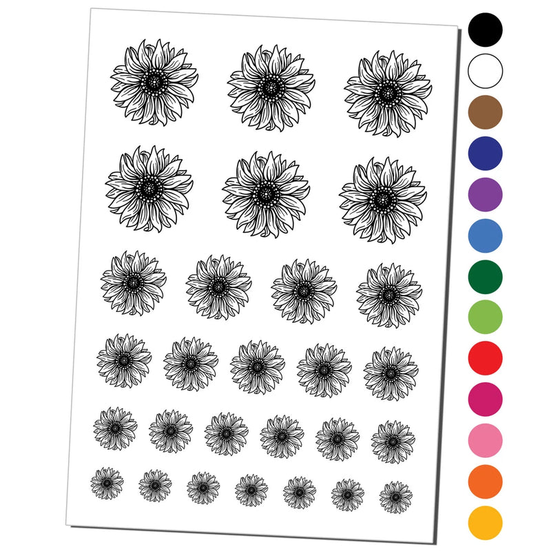 Fancy Blooming Sunflower Flower Temporary Tattoo Water Resistant Set Sunflower