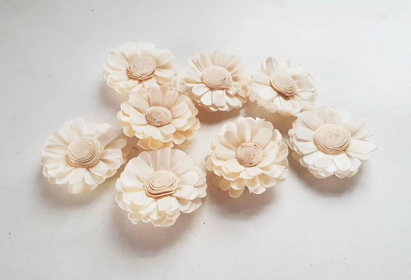 15 White Daisy Sola Wood Flower Diffuser Flowers 5 cm Dia. For Decorate Craft Sunflower