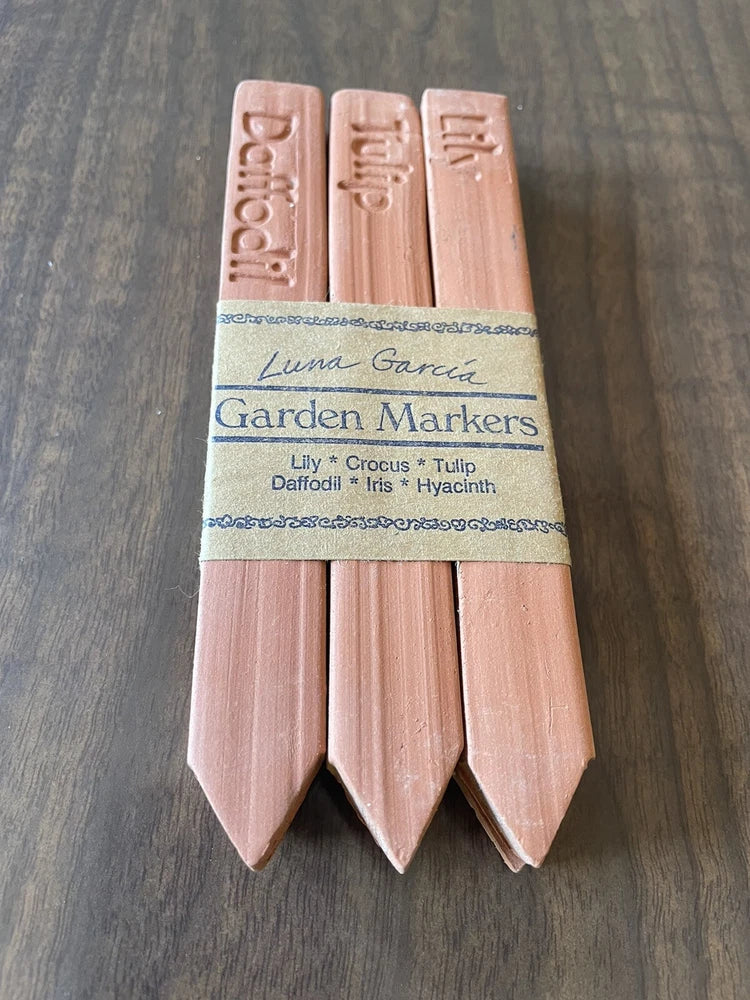 Clay Pottery Garden Plant Markers Stake Lot Of 6 Iris Crocus Tulip Lily New Garden Plants