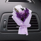 Light Purple Rose Dried Flower Bouquet, Car Vent Clip Scent Diffuser, Style 4 Dried Flower