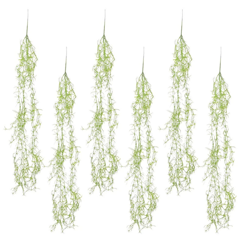 6 Pcs Artificial Vine Decoration Decorative Hanging Moss Wall Panels Green Green Plant