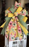 10" Floral Hydrangea Poppy Rose BOW for Grapevine Wreath Swag Lantern # 14 rb Hydrangea