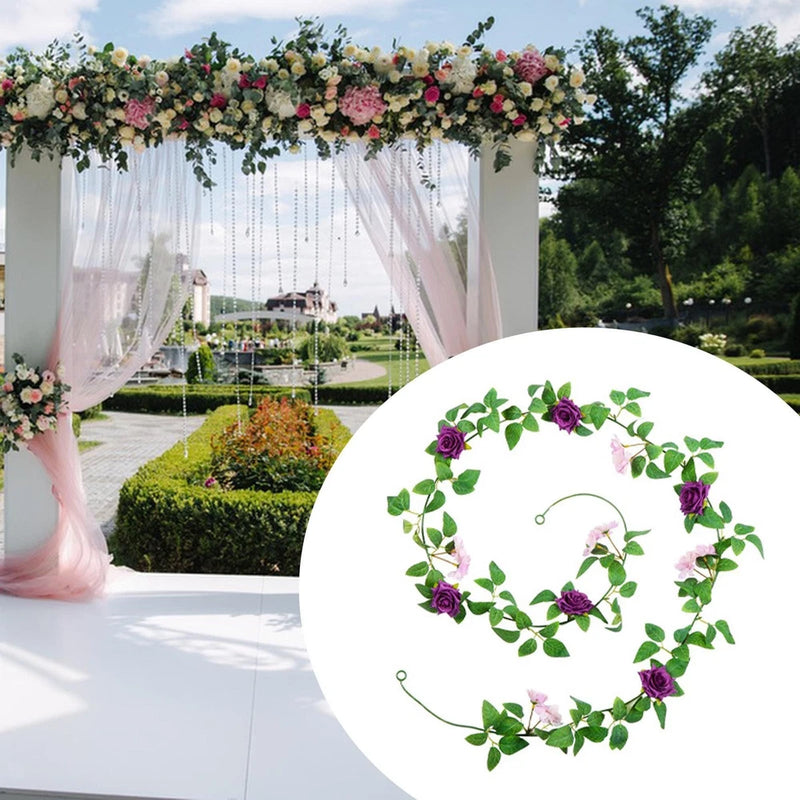 Artificial Rose Garland Wall Hanging Plant Handcraft Wedding Decoration for Green Plant