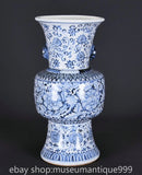 20" Marked Chinese Blue White Porcelain Peony Flower Vase Bottle Peony