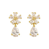Gold Crystal Flower Earrings Daisy Sunflower Earrings for Women,Rhinestone Flora Sunflower