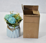 Heyiwell 5.7" Artificial Mini Hydrangea w Ceramic Vase Faux Home Office Decor Hydrangea