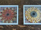 3 Framed Papercraft Sunflowers 5.75 by 5.75 in Sunflower