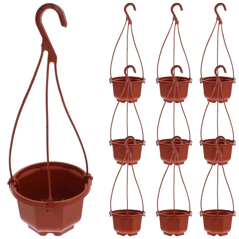 10 Sets Plastic Hanging Flower Pot for Nursery Gardening Planter Flowerpot Garden Plants