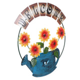 Metal Door Decoration Garden Welcome Sign Farmhouse Home Flower Decorations Sunflower