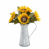 Flora Bunda Artificial Flowers 13" Tall Yellow Sunflowers in Watering Tin Sunflower