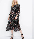 Madewell Women's Size-XL Sheer Button-Front Tier Midi Dress Carnation Toss $158 Carnation