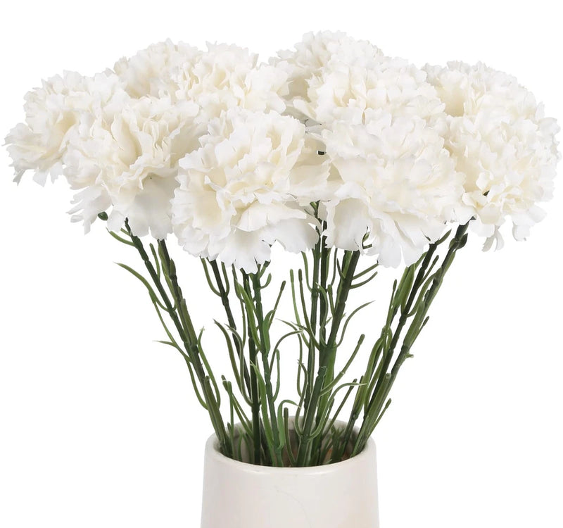 Vintage White Carnations - 12PCS Silk Fake Flowers for Wedding Centerpieces, ... Carnation