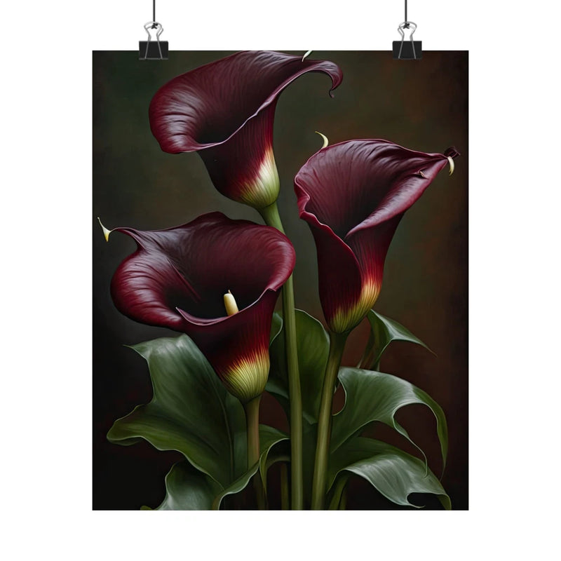 Maroon Calla Lily Flowers Poster, Flower Art Print, Floral Artwork 10 Lily
