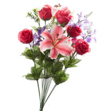 22" Artificial Pink Lily, Rose, and Lilac Floral Bush Lily