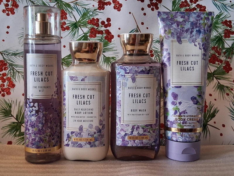 Bath & Body Works Fresh Cut Lilacs body care bottles and tube set