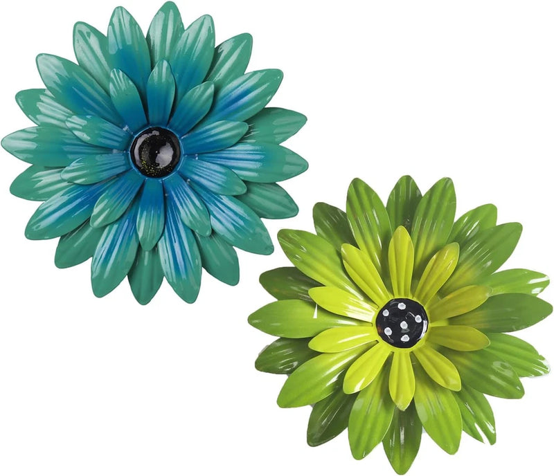Outdoor Metal Wall Art Decor, 2 Pack 8 Inch Sunflower Wall Decorations, Hanging Sunflower