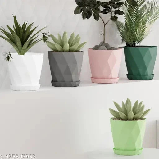 "7 INCH Plastic Round Flower Pots for Home Planters, Terrace, Garden Etc | Pack Garden Plants