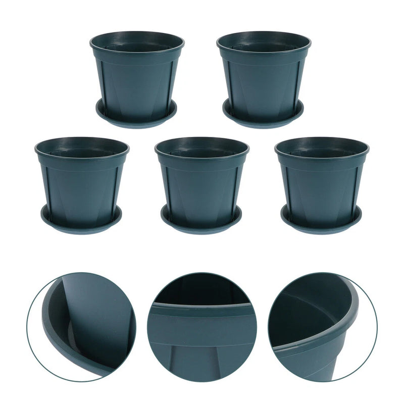 5 Sets Plastic Household Garden Patio Outdoor Plants Containing Pots with Trays Garden Plants