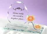 Sculpted Glass MOM PLAQUE w/ Yellow Sunflower Flower by Unison Gift Mothers Day Sunflower