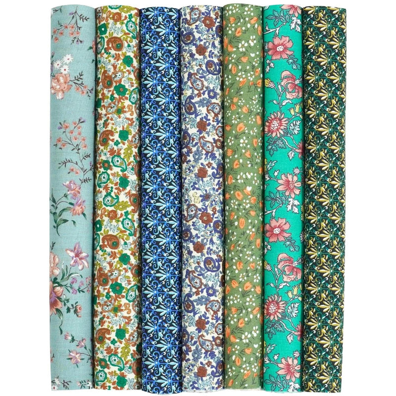 7 PCS Fat Quarters 100 Cotton Fabric Bundles Floral Squares 18x22 Inch Flowering Plants