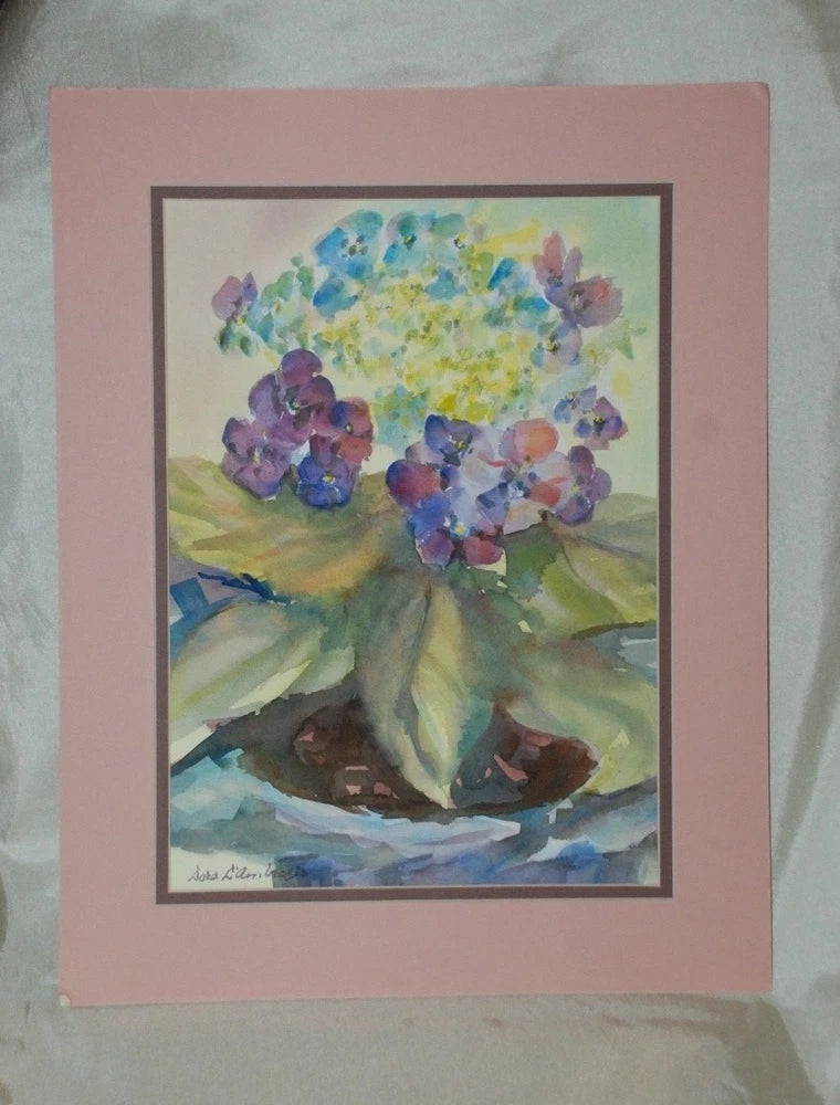 Original Fine Art Watercolor Painting Lacecap Hydrangea Flowers Still Life 14x18 Hydrangea