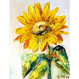 Original oil painting Sunflower Flower yellow artwork Floral Impasto 8" on 6" Sunflower