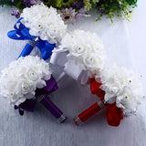 Artificial Plant Crystal Rose Pearl Bridesmaid Wedding Bouquet Bridal Silk Bouquet