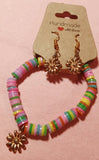 Bracelet & Earrings Set Colorful Sunflower Flower Handmade Beaded Sunflower