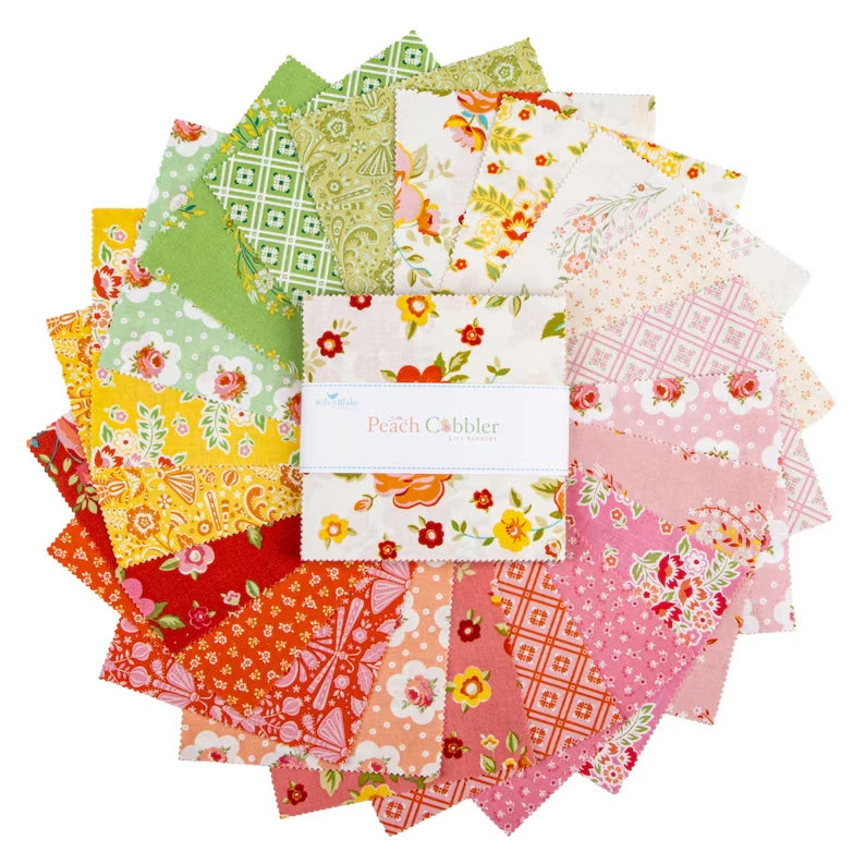 Peach Cobbler  ~ 5" x 5" Squares, Riley Blake $3.99 Ships ANY Amount Of Fabric Flowering Plants