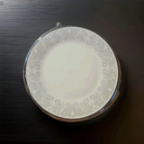 Set of 4 Lenox SNOW LILY Porcelain Lunch Salad Plates Platinum Trim Edge 8