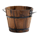 Carbonized Wood Barrel Planter Small Round Flower Planter Pot for Garden Patio Garden Plants