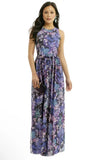Shoshanna Hydrangea Maxi Dress Purple Blue Size 2 Sleeveless Spring Lined Pocket Hydrangea