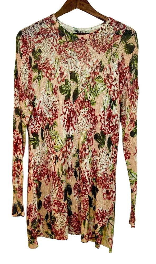 Show Me Your MuMu Bonfire Hydrangea Blooms Med Knit Long Sleeve Sweater Dress Hydrangea