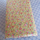 Yard ~ Country Floral Pink Roses On Yellow ~ $3.99 Ships Any Amount Of Fabric. Roses