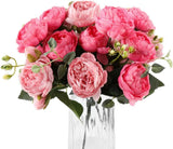DEEMEI Artificial Peony Flower Silk Peonies Bouquet 4 Bundles Fake Flowers Bulk Peony