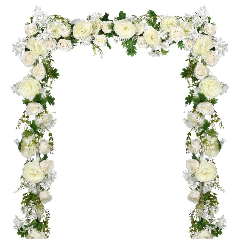 2 Pack Artificial Peony Garland - 6ft Silk White Peony Flower Arch Vine for W... Peony