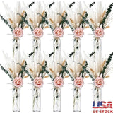 Dried Pampas Grass Arrangement W/ Artificial Roses Glass Jars Bohemian Decor Set Pampas Grass