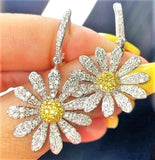 Sparkling DAISY Yellow FLOWER Yellow Rhinestone Betsey Johnson Dangle Earrings Daisies