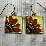 Gold Tone French Hook Sunflower Charms Dangle Earrings. Summer. Flowers. S157 Sunflower